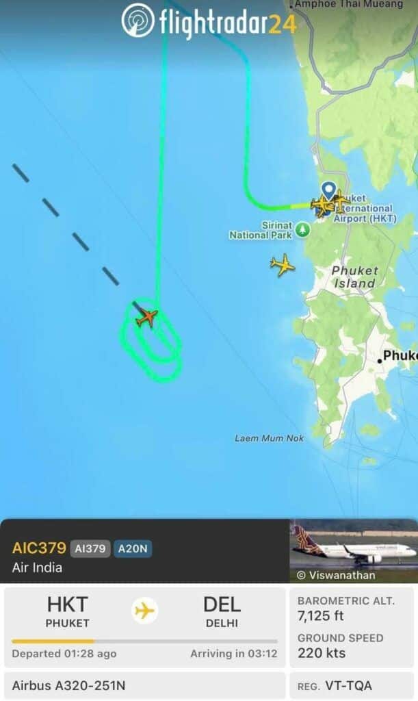 Bombendrohung erzwingt Notlandung eines Air-India-Fluges in Phuket radar phuket